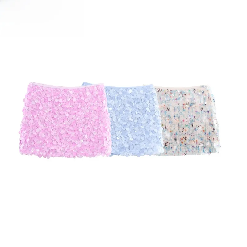 Fashionable Shiny Sequin  Skirt Women's Style Spring New Arrival High Waist A-Line Skirt Casual Wear Polyester Fiber