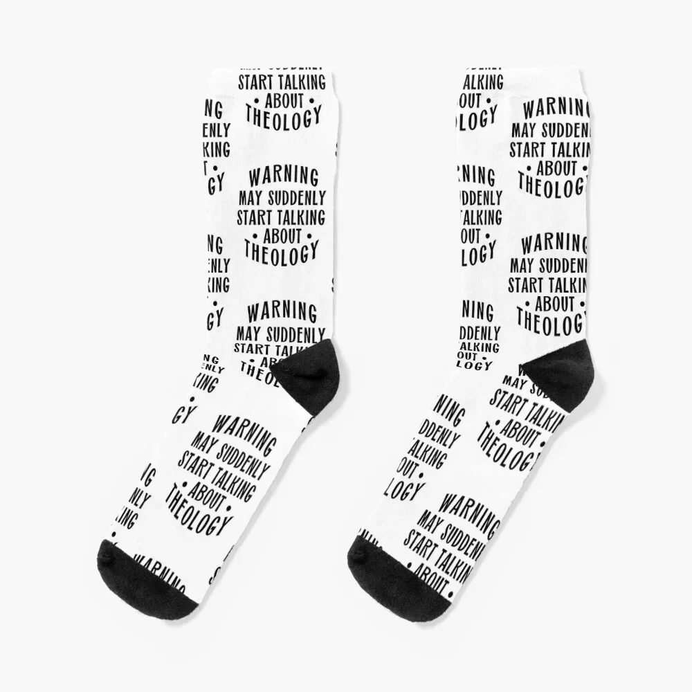 

Warning May Suddenly Start Talking About Theology Socks short snow Run Socks Woman Men's