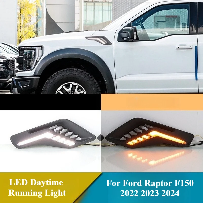 Car Wheel Eyebrow Light For Ford Raptor F150 F-150 2022-2024 Led Front Fender Light DRL Daytime Running Lamp Dynamic Turn Signal