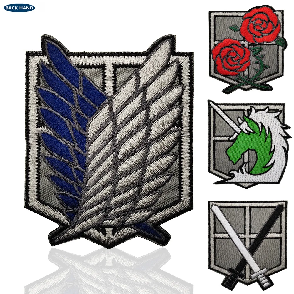 Anime Attack of the Giants Investigation Corps Armband Wings Flower Sword Horse Embroidery Badge Patch for Clothes Sewing DIY