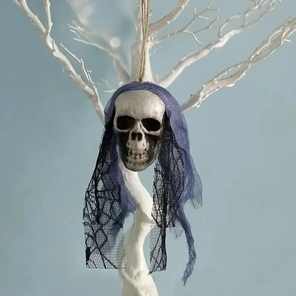 Halloween-Schädel-Dekorationen, hängende Ornamente aus Schaumstoff, Brautkleidung, Knochenkopf, Spukhaus-Horror-Dekoration, Requisiten – Detail 7