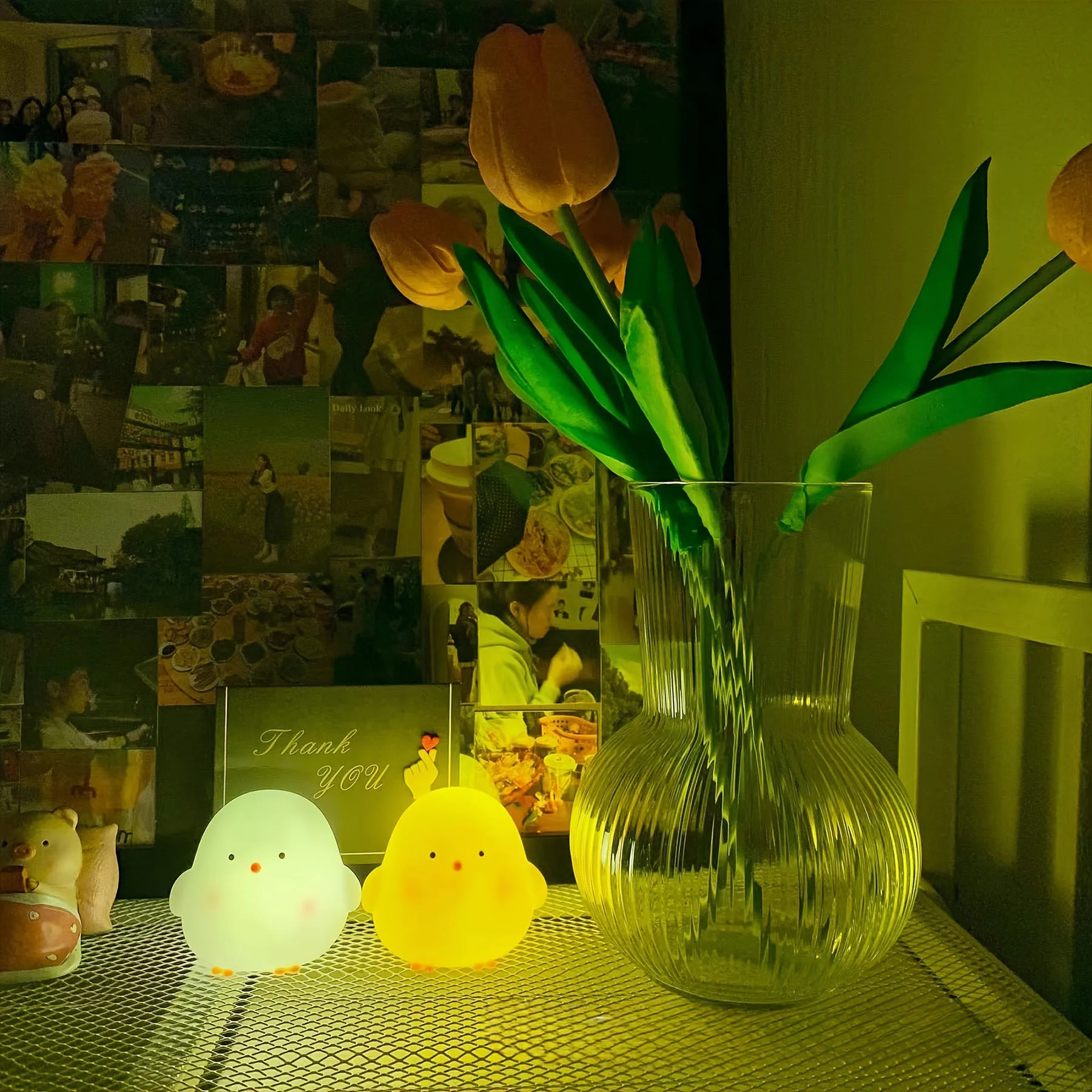 1pc Creative Cartoon Chicken Night Light, Bedside Bedroom Led Night LightBattery Version Charging Night  light