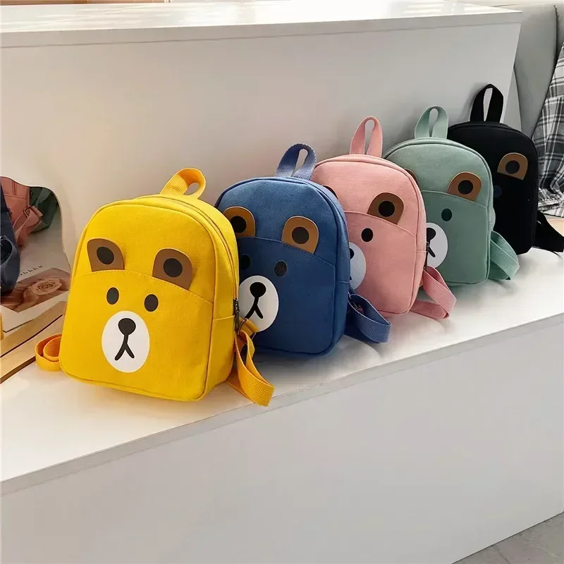 Mochila escolar de dibujos animados para niños y niñas, bonita mochila de lona con contraste de colores, a la moda