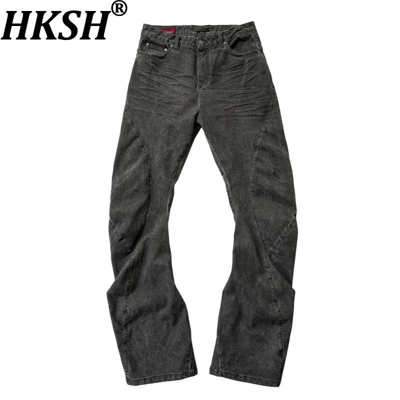 HKSH Spring Summer Men's Tide Chic Ins Dark Avant-Garde Deconstructed Stitched Retro Jeans Punk High Street Denim Pants HK26565