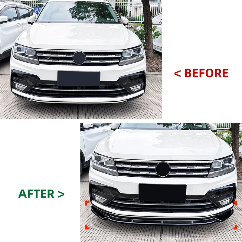 Glossy Car Front Lower Bumper Spoiler Chin Lip Splitter Diffuser Deflector Guard For VW Tiguan Rline MK2 2017 - 2020 2019 2018