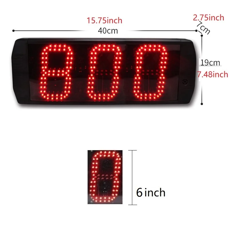 GS3D-6R Indoor Outdoor Non-waterproof 6 Inch Electric Editable 0-999 Range Days Countdown Timer Large Digital LED Tally Counter