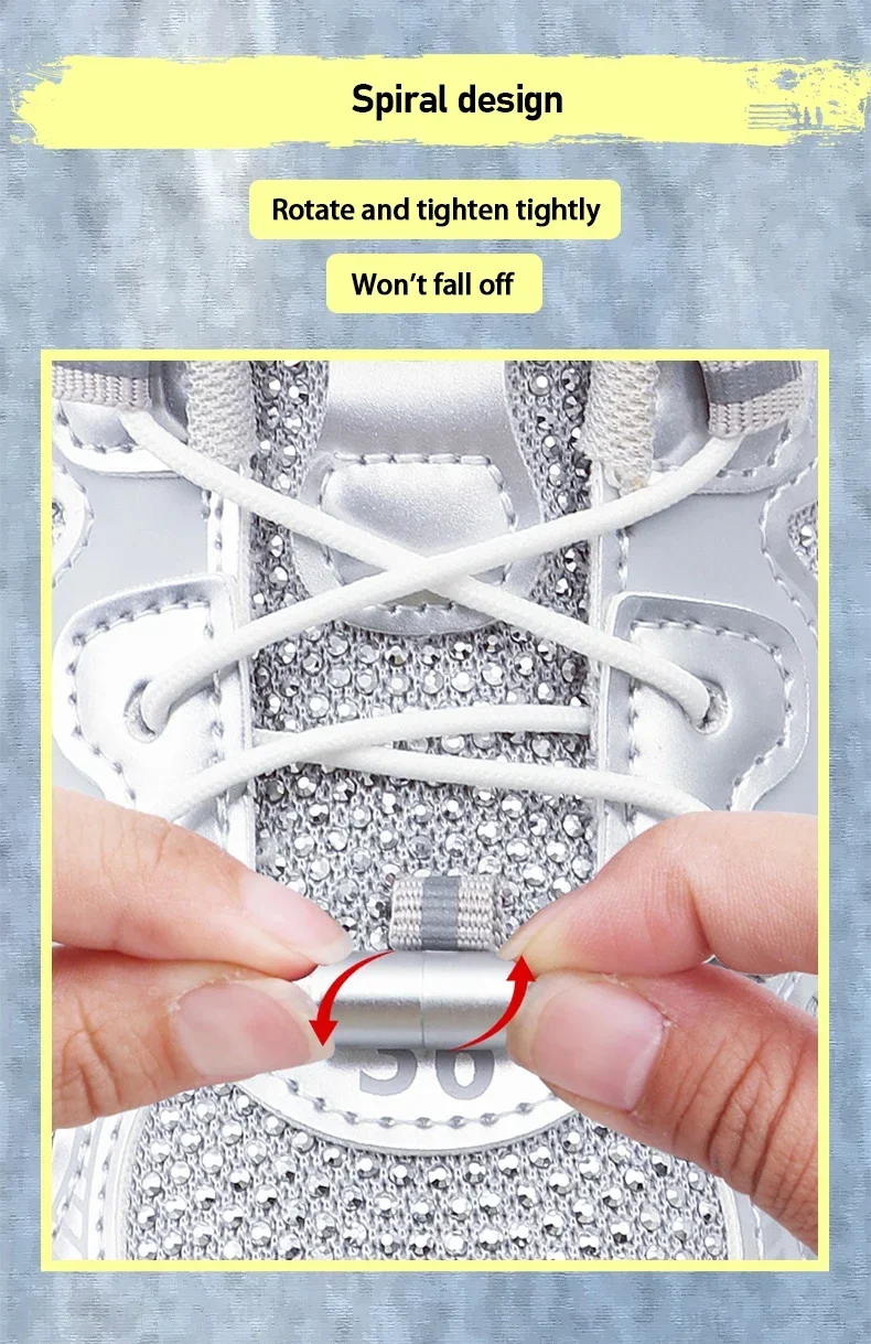 Einfache Schnürsenkel mit Drehverschluss, automatische Schnürsenkel ohne Binden, Unisex, dickes Seil, für Tennisschuhe und Sneaker, Schuhzubehör – Detail 6