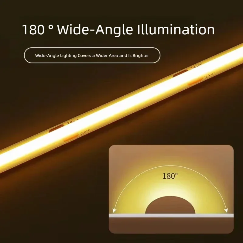 10m 24V Ra95 Low Voltage Light Strip Led Linear Cob Light Strip Tricolor Light for Living Room Bedroom Corridor Decoration