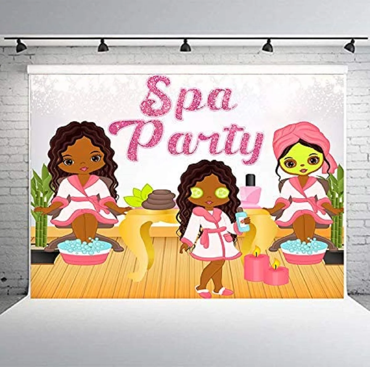 Spa Party Photography Backdrop Girls Fashion Salon Slumber Pamper Party Spa Day Photo Background Wall Paper Room Mural Props