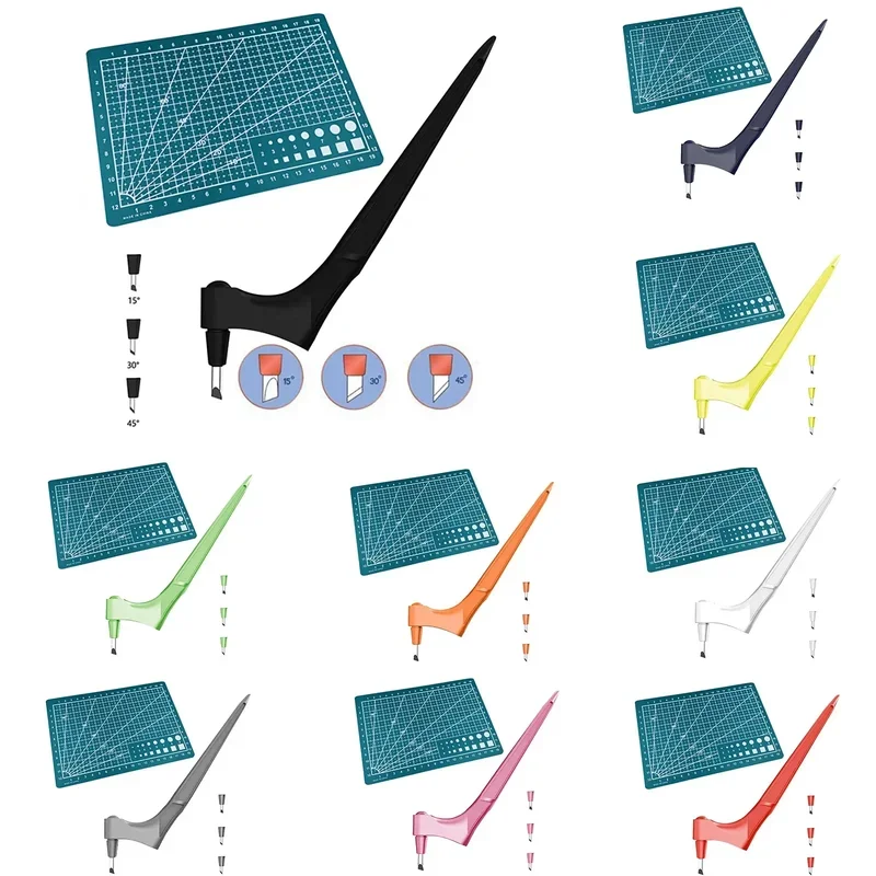 Lama rotante in acciaio 360 Utensile da taglio artistico fai-da-te Coltello da taglio artigianale Taglierina di sicurezza Coltello di carta con penna da taglio a lame da 3 pezzi