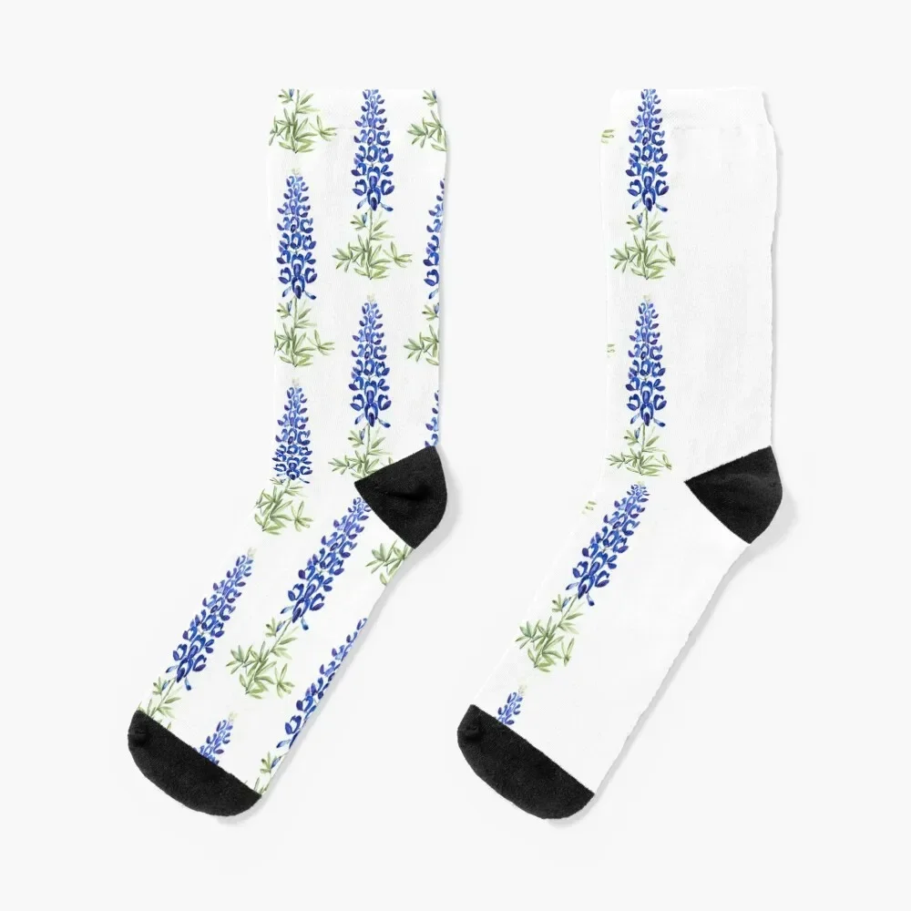 

Texas bluebonnet in watercolor Socks christmas stocking Thermal man winter FASHION halloween Men Socks Women's