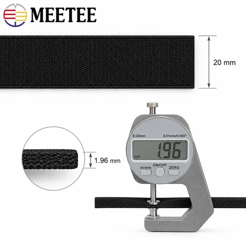 5-20M 10Mm Flat Elastic Band Polyester Nylon Stretch Tape for Waistband Cuff Hair Tie Mask Strap Bag Sewing Garment Repair Trim