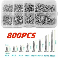 800PCS Self Tapping Screws Small Metal M2 Phillips Countersunk Head Screw for Woodworking Screw Hardware Tool  Assortment Kit