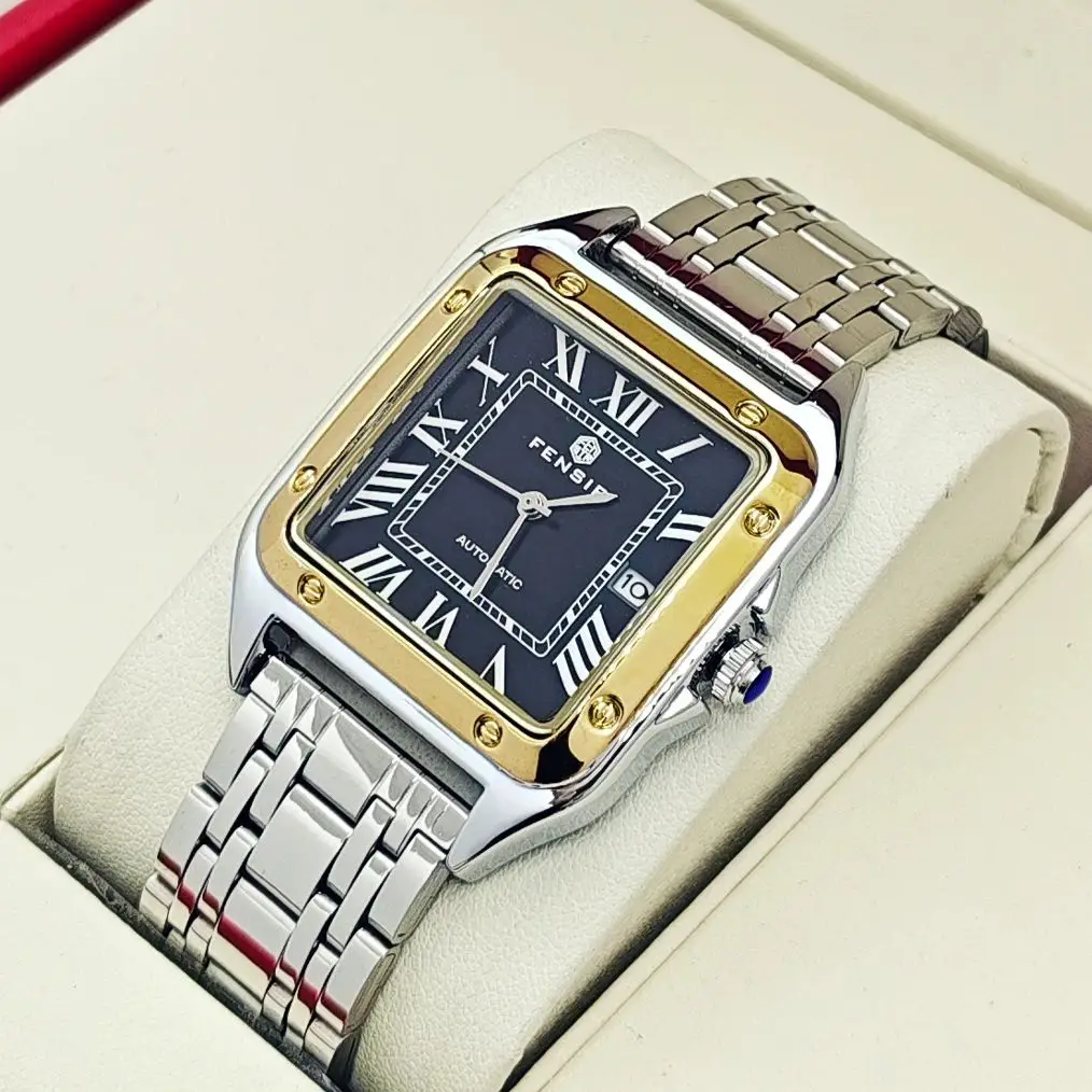 Luxury Watch for Men, Calendar Display, Stainless Steel Strap, High-End Luxury Small Square Men's Watch, Fashionable Business Casual Versatile Trendy Men's Wristwatch, the Best Gift for Him image 5