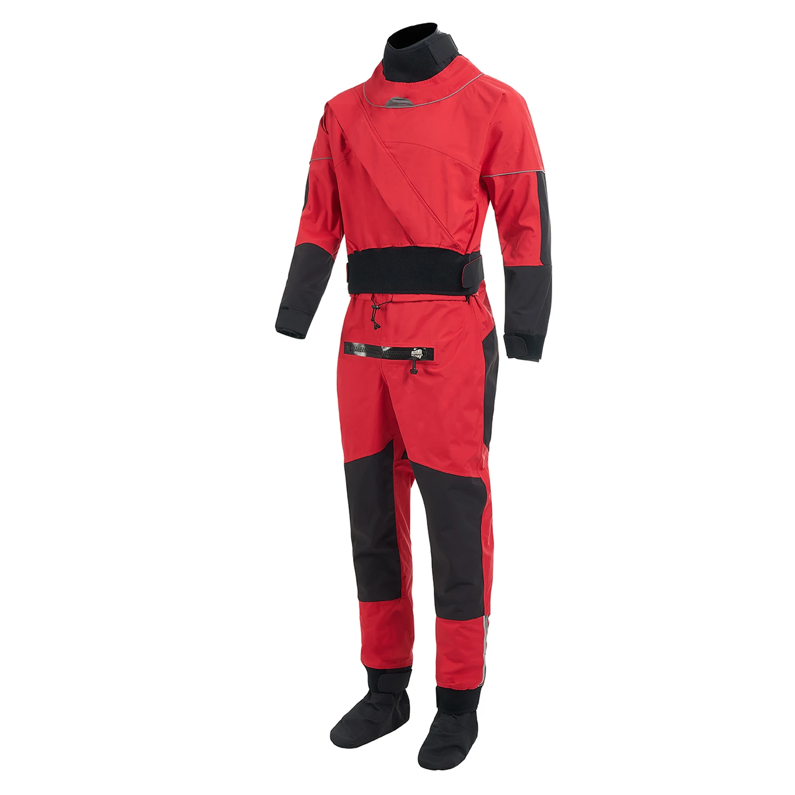 Traje de secado transpirable para hombre, traje seco de tela impermeable de tres capas para surf, pesca con mosca, puños y escote de neopreno, DM-2