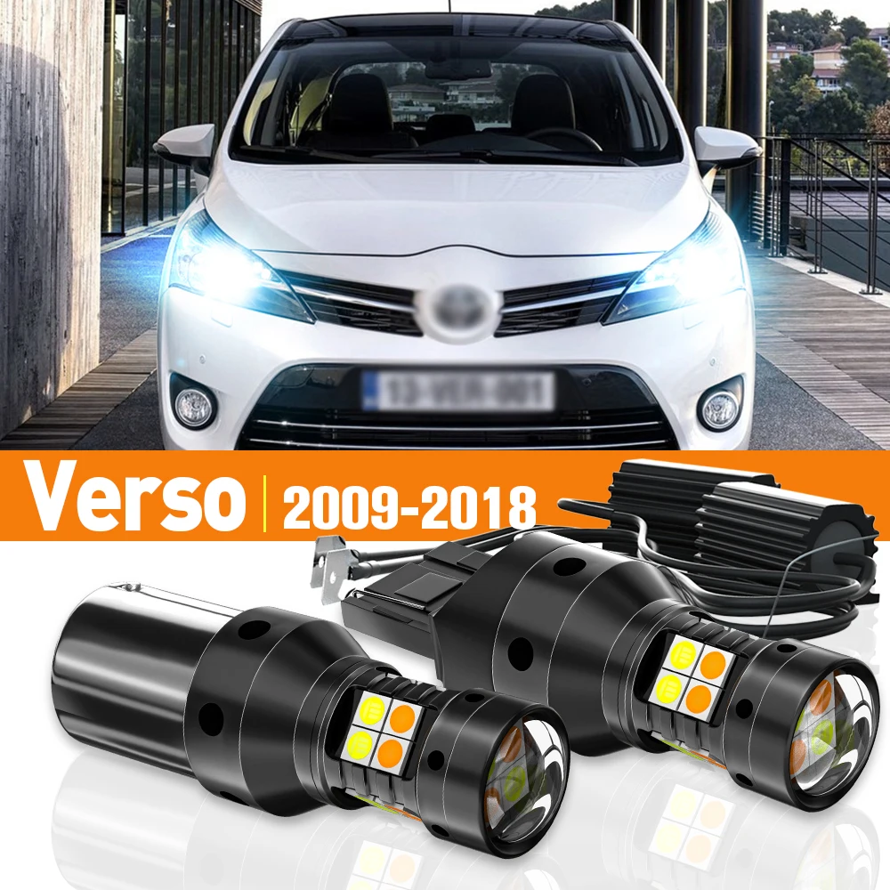 2pcs LED โหมดคู่ไฟเลี้ยว + ไฟวิ่งกลางวัน DRL สําหรับ Toyota Verso Verso-S 2009-2018 2010 2011 2014 อุปกรณ์เสริม CANbus