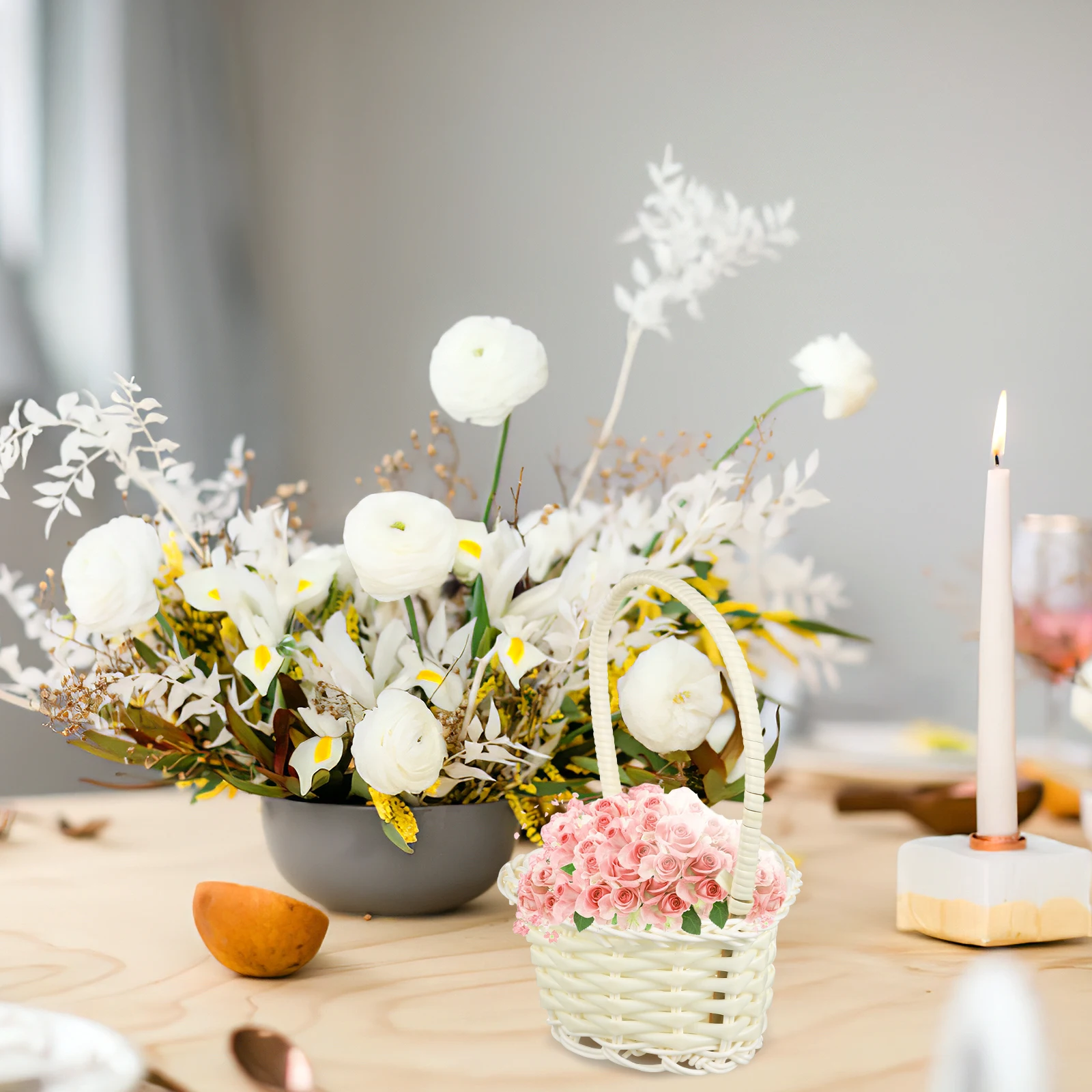 

10pcs Woven Flower s Baskets Delicate Wedding Party Fruit Storage Reusable Plastic Decorative H held Beautiful