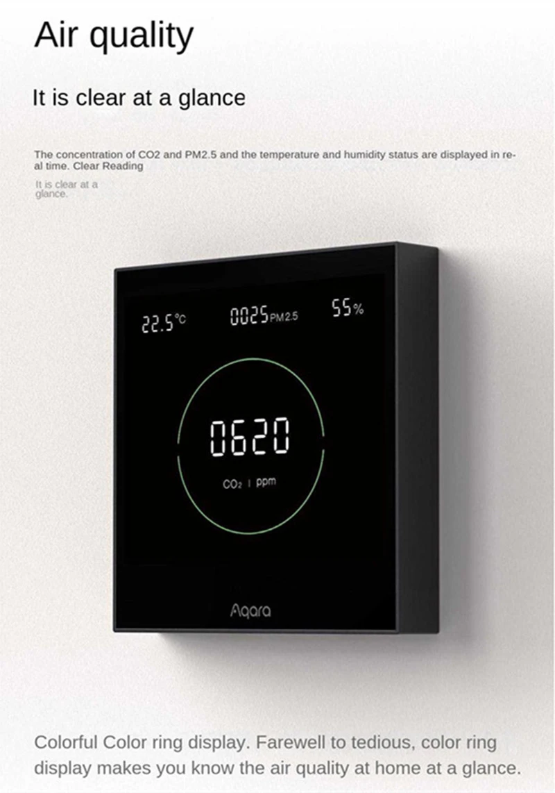 Aqara-Painel Monitor de Qualidade do Ar para Home App, CO2 direcional, PM2.5, Monitoramento de Temperatura e Umidade, New Home App