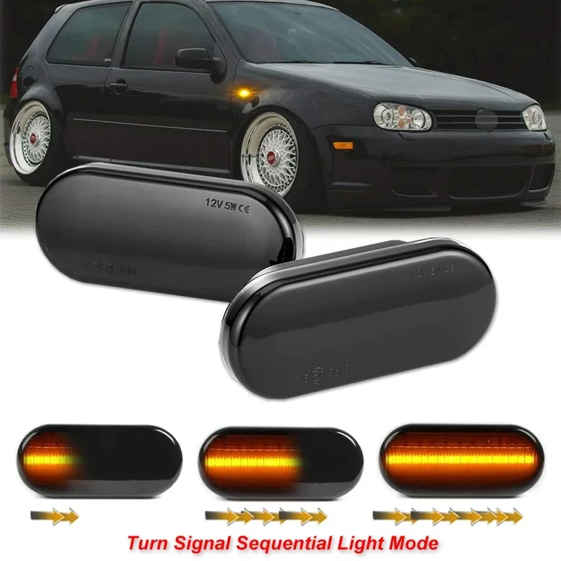 

2X LED Dynamic Side Marker Turn Signal Light Indicator for VW Bora Golf 3 4 MK4 Jette Lupo Passat Z2 3BG Polo SB6 SEAT Ibiza T5