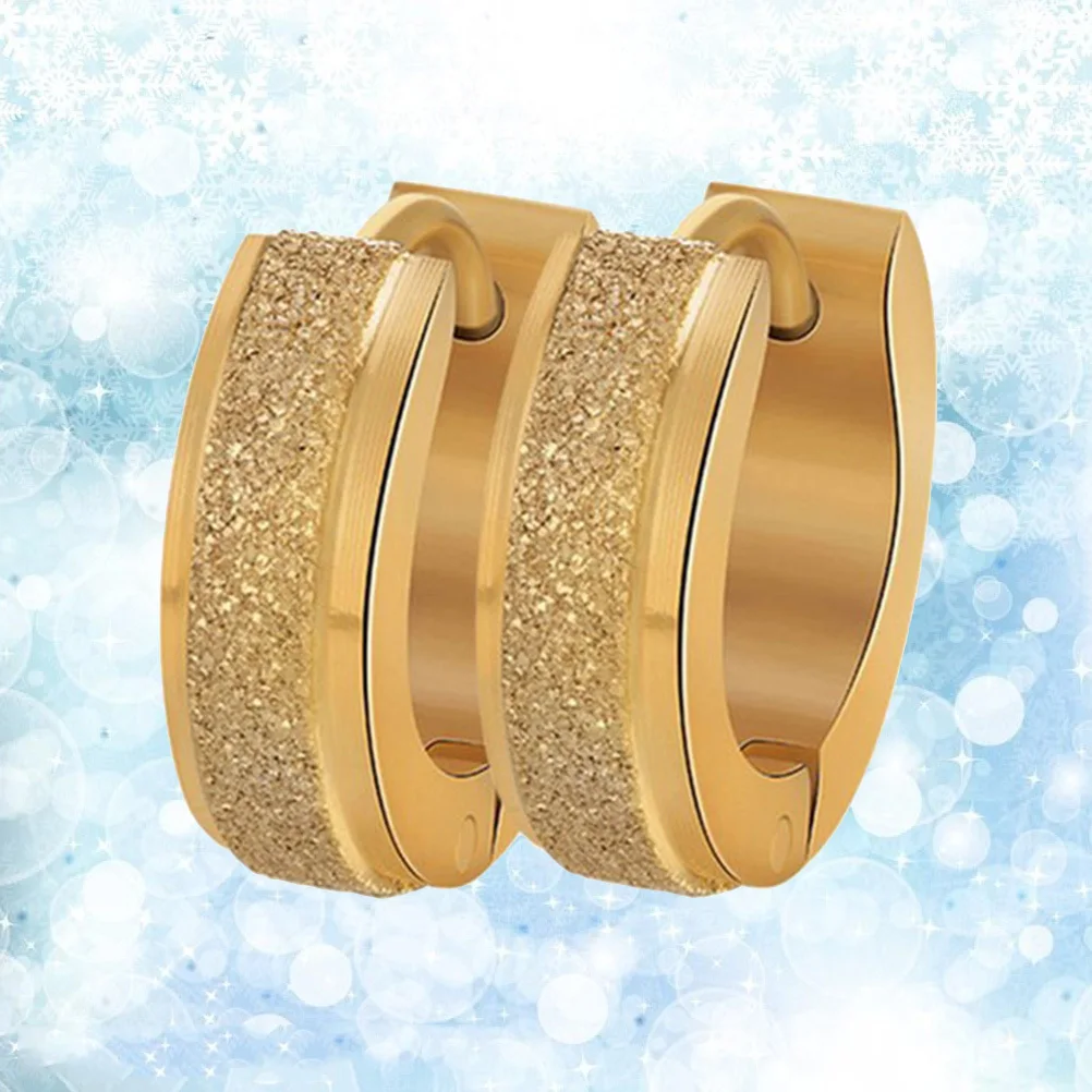 

Fashion Stainless Steel Earrings Golden Unisex Round Studs Stylish Chic Comfortable Durable Unique Snap Design Birthday Party