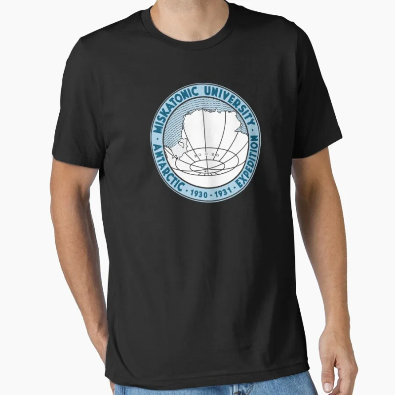 

1128 Miskatonic University Antarctic Expedition Logo Halloween Gift T shirt Large size Tops Horror Cthulhu Scifi Printed clothes