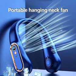 Ventilatore da collo USB portatile a 5 velocità con display digitale - Indossabile, ricaricabile, °   Raffreddamento flessibile, funzionamento silenzioso, vento forte -