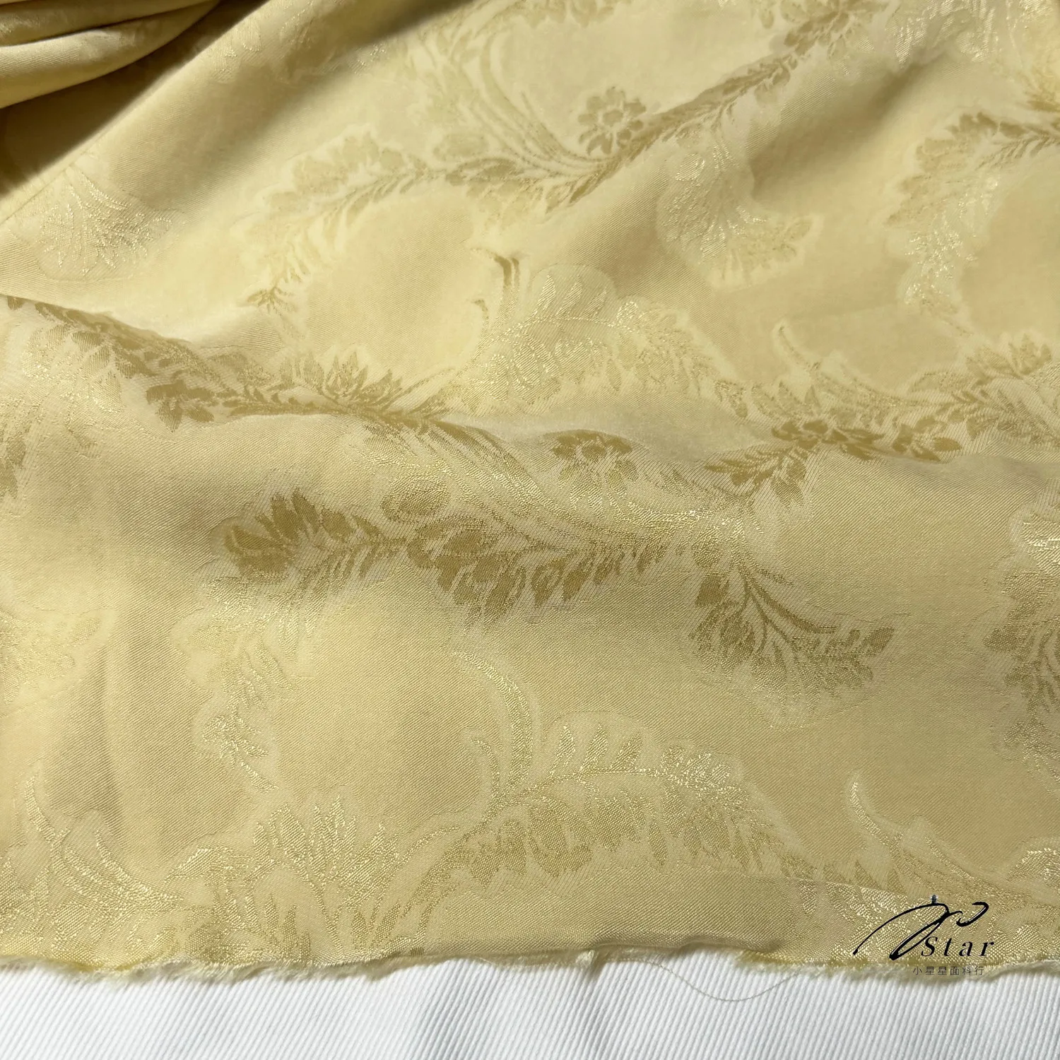 Draping Smooth Light Yellow Jacquard Cotton Acetate Satin Fabric Glossy Silk Sense Cheongsam Dress Cloth