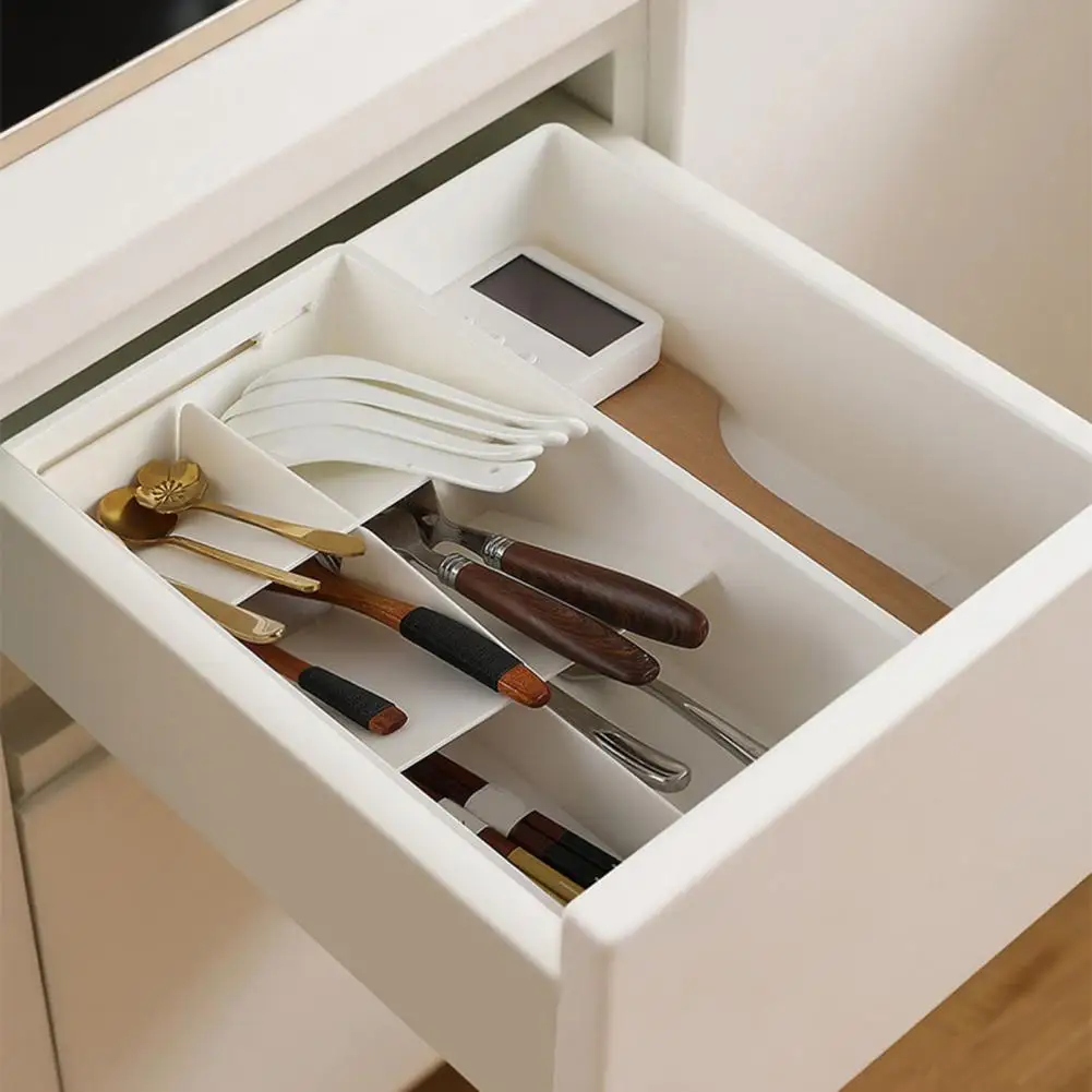 Kitchen Drawer Storage Box Cutlery Storage Box Expandable Kitchen Drawer Organizer with Adjustable Dividers Utensil Cutlery Tray