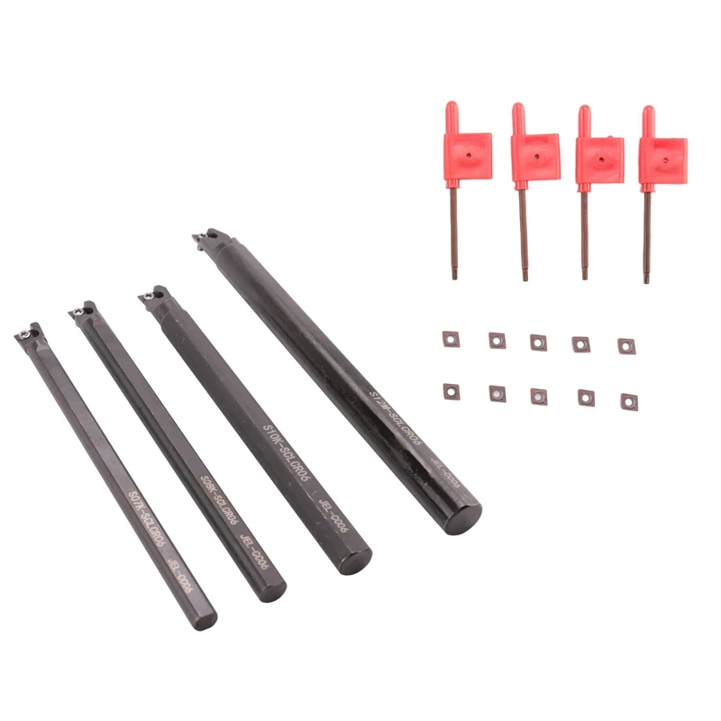 4 Set Of 7/8/10/12Mm Sclcr Lathe Boring Bar Tool Holder+10Pcs Ccmt 0602 Inserts