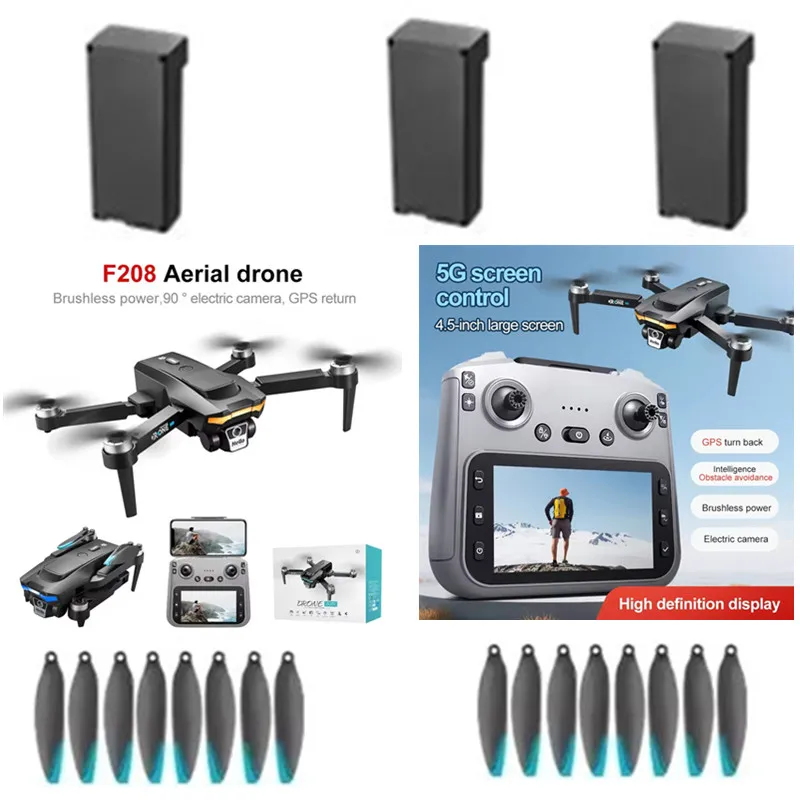 F208 RC Drone 7.4V 1300Mah Battery/Propeller F208 GPS Screen Drone Battery F208 Drone Battery Blades F208 RC Dron Battery Parts