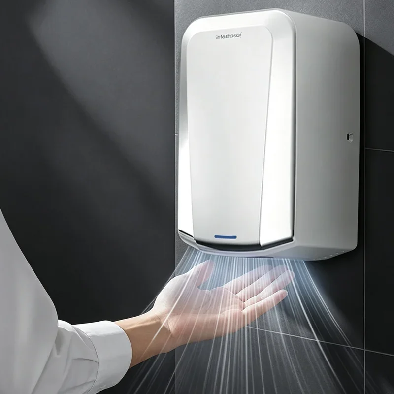 Intelligent induction 304 stainless steel hand dryer with cold and hot air switching, punching and installation of hand dryer