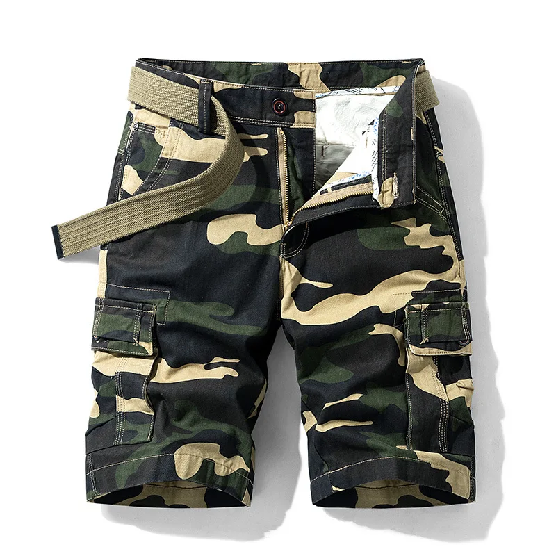 Summer Cargo Shorts Men Multi-Pocket Military Camo Casual Shorts Fashion Baggy Overalls Pants Male Bermuda Masculina Plus Size