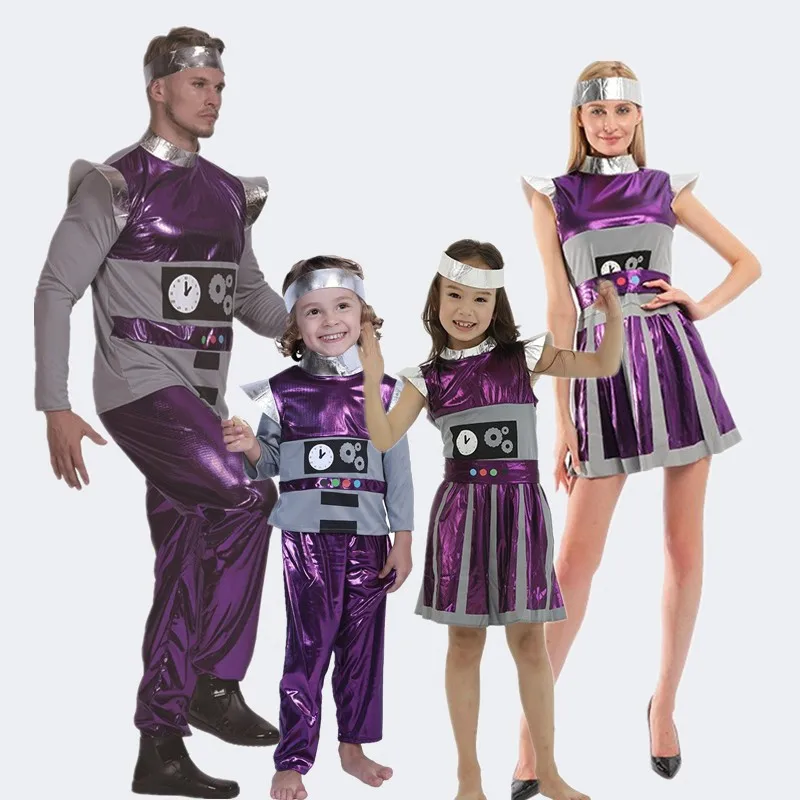 

Purple Alien Space Performance Costume Adult Children Cute Robot Play Dress up Halloween Party Parent Child Interaction