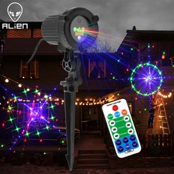 ALIEN-proyector láser estático para exteriores, luz impermeable de pared con 24 patrones, color rojo, verde y azul, para jardín, vacaciones, árbol de Navidad y casa