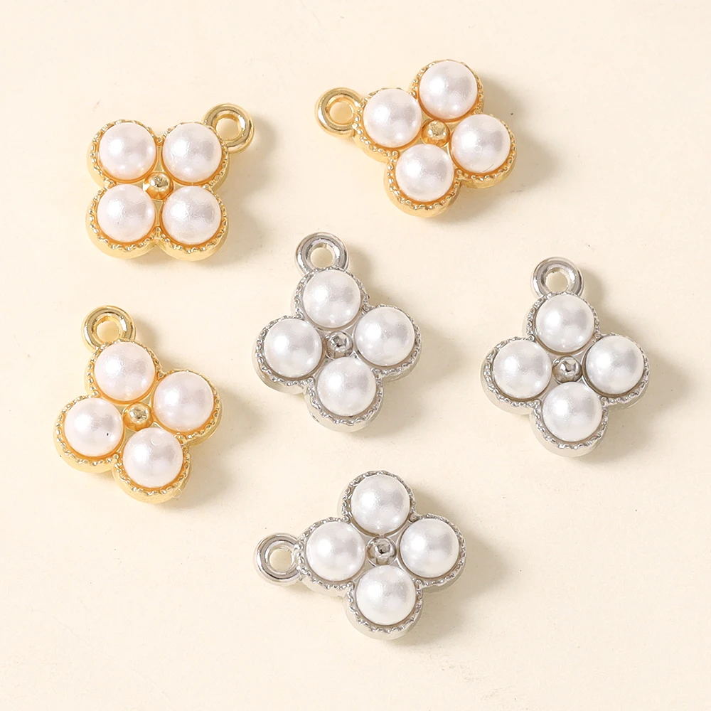 10 Stück 11*14mm Elegante Perlenblumen-Anhänger für Halsketten, DIY Handgemachte Ohrringe, Armbänder, Schmuckherstellung Zubehör