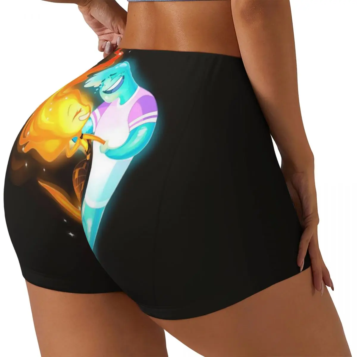 Custom Movie Cartoon Elemental Running Volleyball Workout Shorts Women's Gym Athletic Yoga Shorts