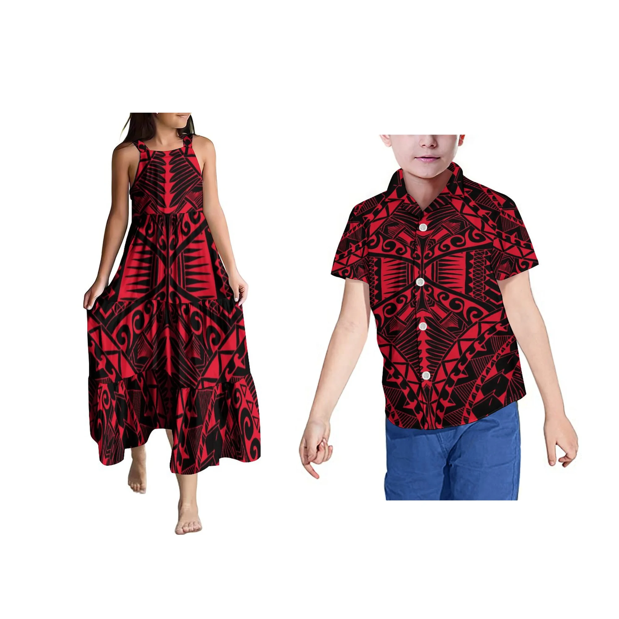 Vestido de verano sin mangas con tirantes para niña, traje personalizado con estampado Tribal de Tonga polinesiana, gran oferta