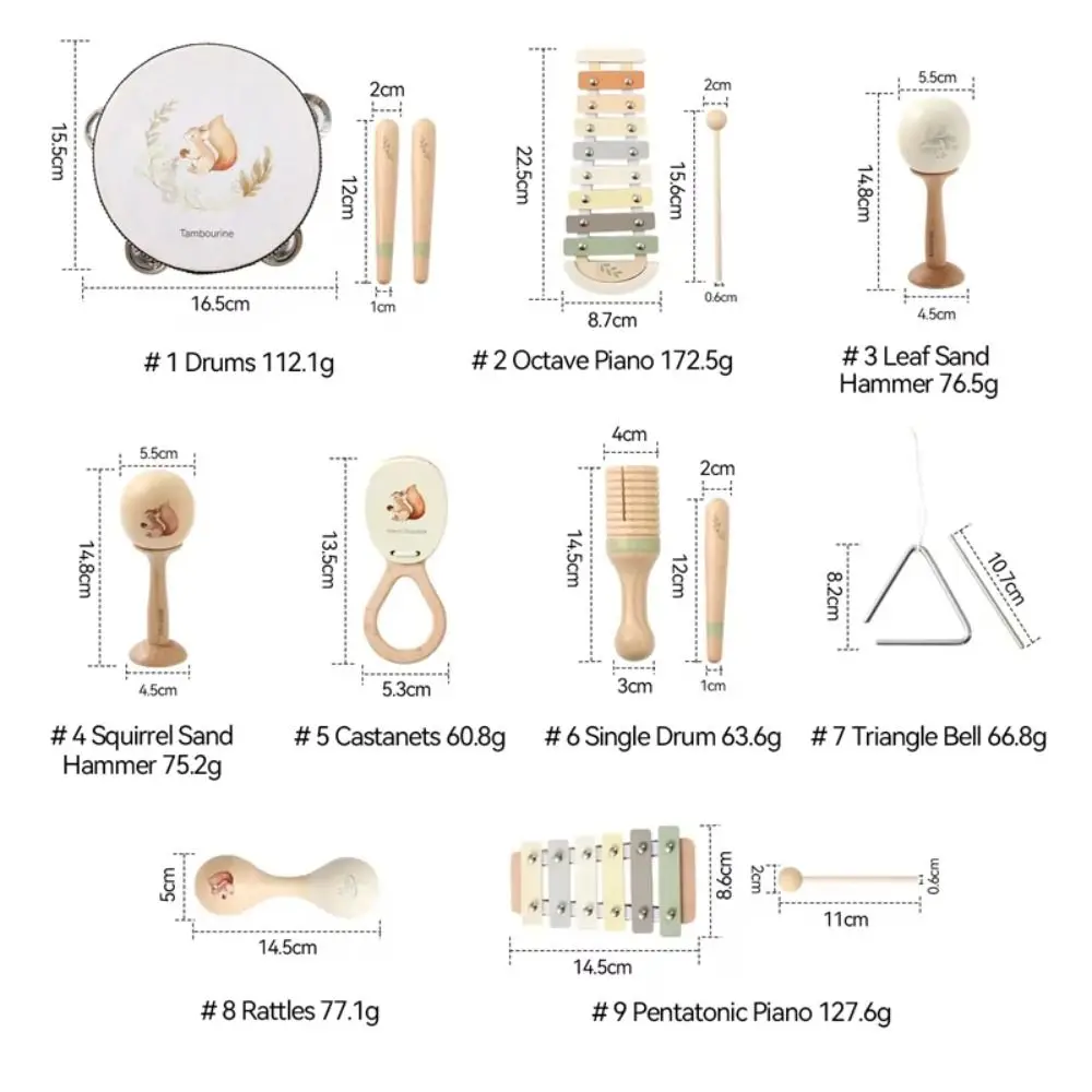 Instruments de musique en bois Montessori pour le développement du cerveau, jouets d'apprentissage précoce, non toxiques, cadeaux pour bébé