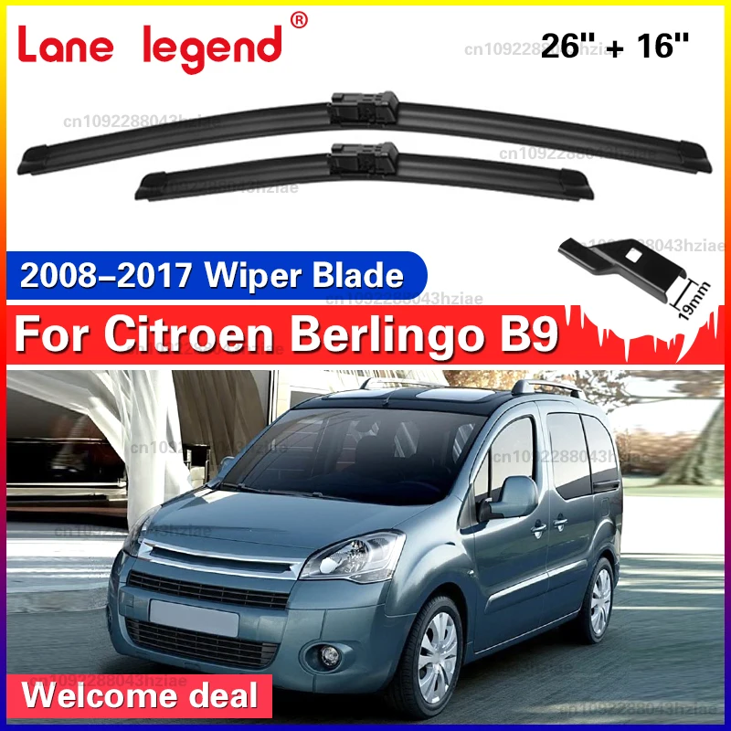 

Wiper Front Wiper Blades Set For Citroen Berlingo B9 2008 - 2017 2009 2010 2011 Windshield Windscreen Window Brushes 26"+16"