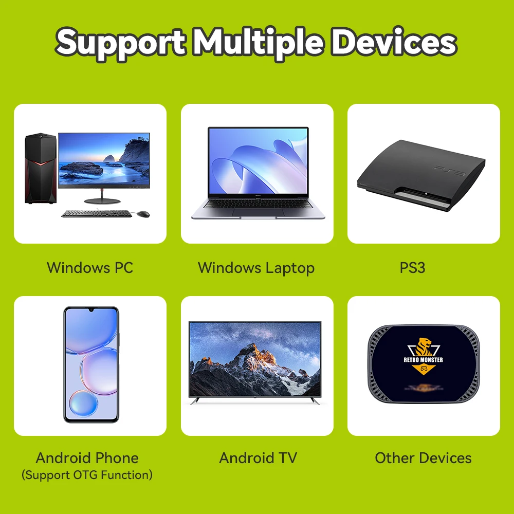 New 2.4G Wireless Controller for Windows PC/Laptop/PS3/Android TV/Phone/Retro Game Consoles White/Black Stable Connection No Lag