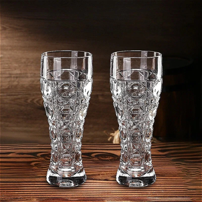 

TOPLIVING 330ml/500ml Exquisite Beer Glass With Handle Carved Wine Glass Party Large Capacity Wheat Beer Glass Transparent Water
