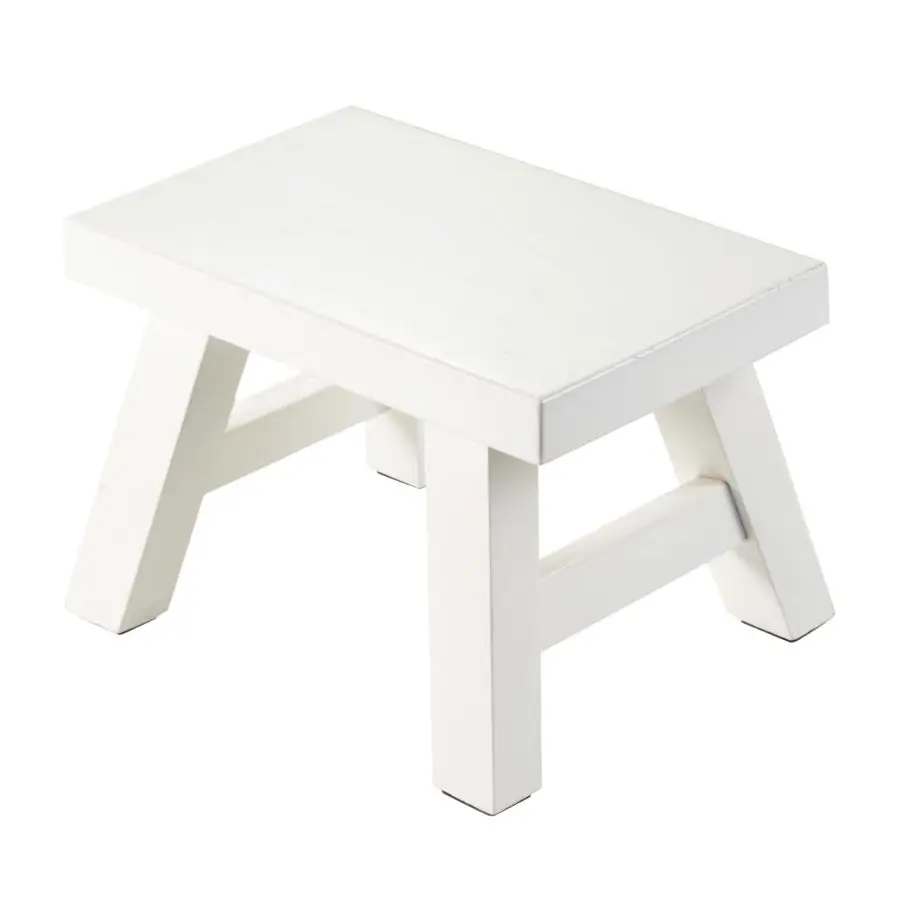 

Stool Wooden Step Stool Footstool Solid Wood 8 inch for Kids Adults Plant Stand Fishing Stool White