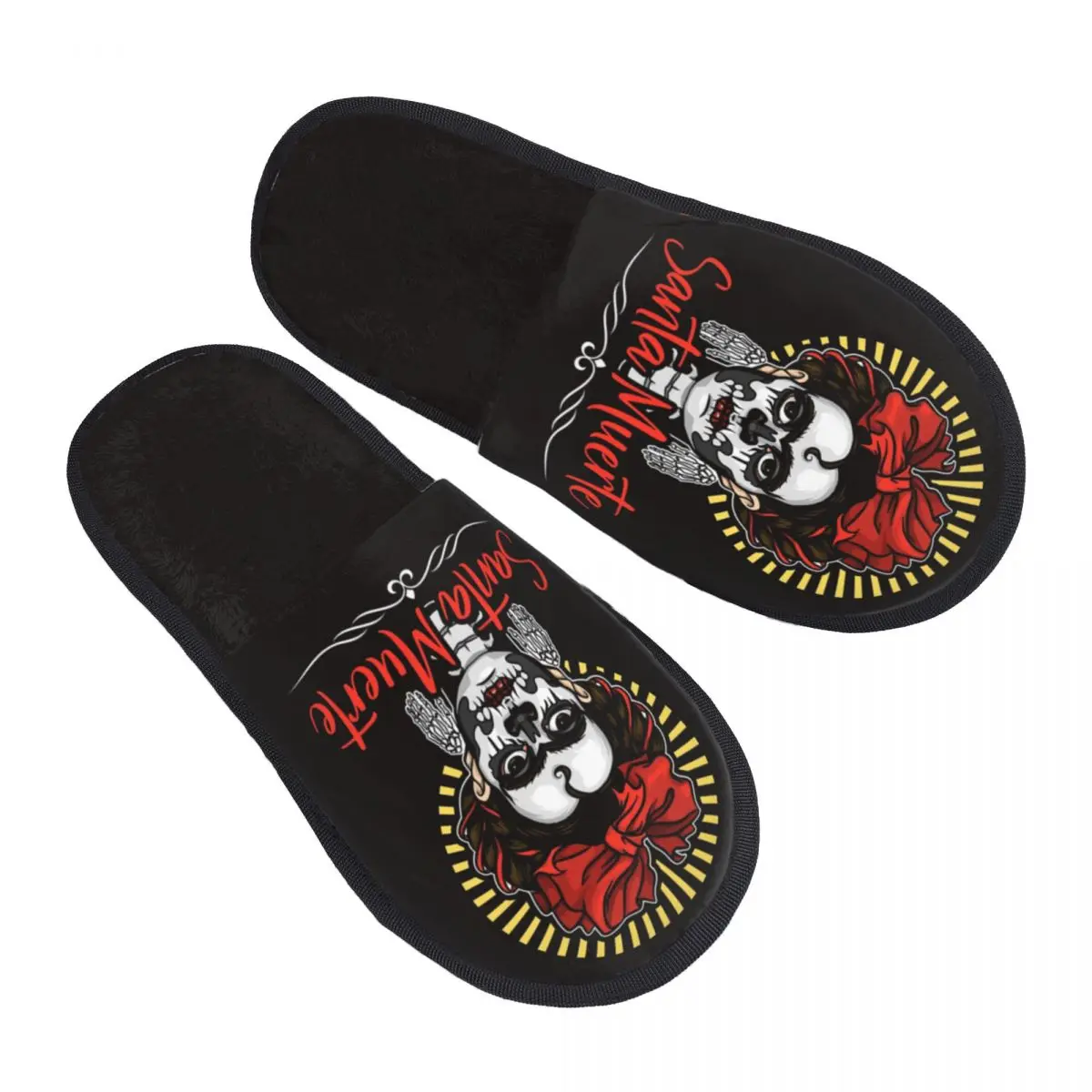 

Santa Muerte Sugar Skull Dead Female Deity Satanic Mexican Cozy Scuff Memory Foam Slippers Women Bedroom House Shoes