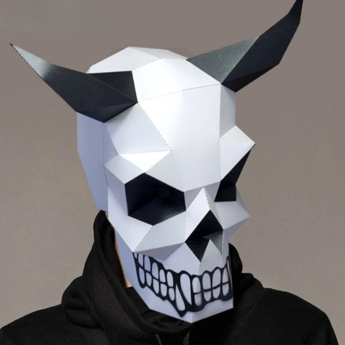 Halloween Cosplay Adereços para Homens e Mulheres, Molde de Papel 3D, Crânio, Máscara de Cabeça Demônio, Modelo Animal Chapelaria, Party Role Play, DIY Craft Masks