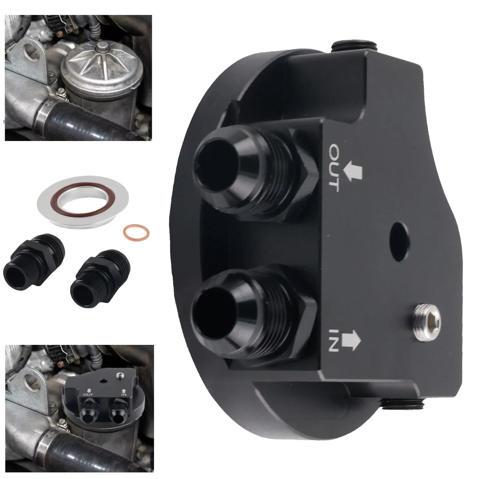 Easy Install Oil Filter Cap With Oil Cooler Fittings for BMW M50 S50 S52 S54 E36 E46 Aluminum Replacement 11421711075