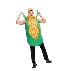 EraSpooky Adult Corn Cob Halloween Costume Men Women Funny Green Vegetable Fancy Dress Carnival Easter Purim