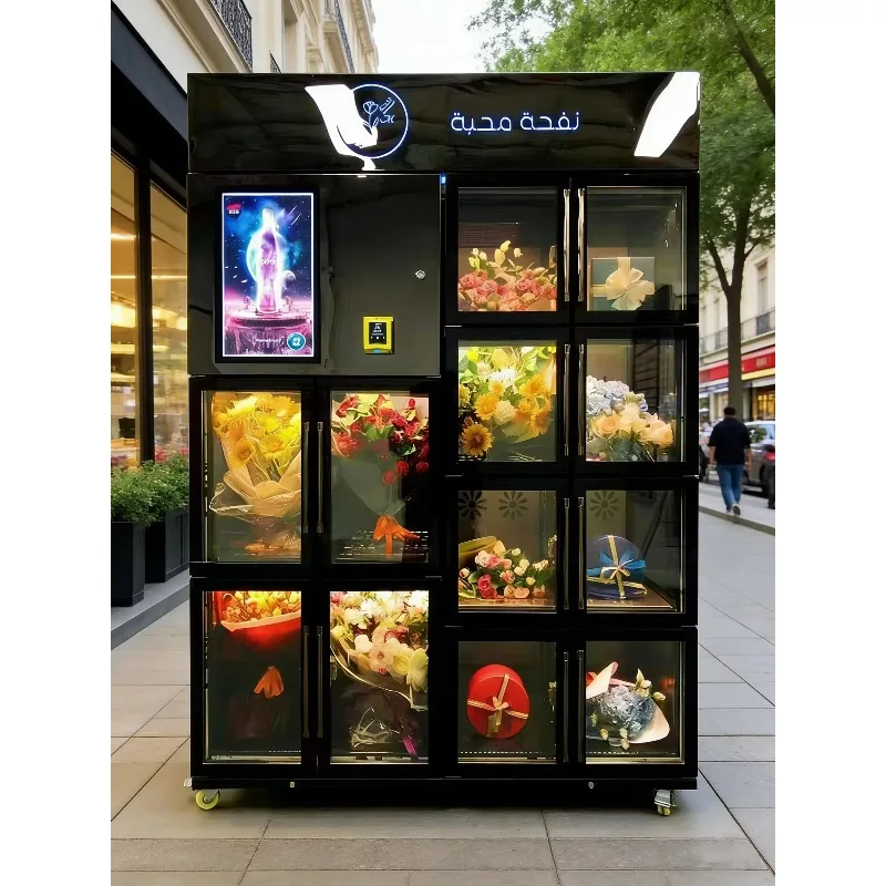 Refrigerated flower vending machines can automatically deliver fresh flowers