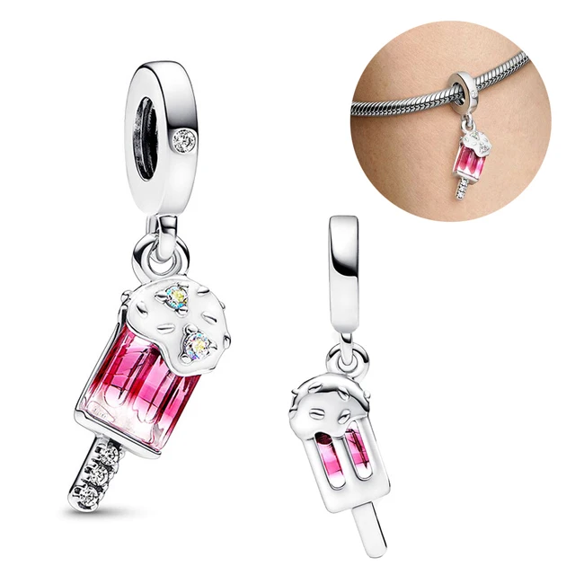 High Quality S925 Silver Lollipop Coffee With Love Lock/Key Charm Beads Fit for Original Bracelet DIY Women's Boutique Jewelry