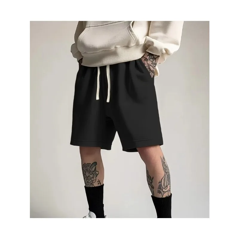 Loose fit elastic waist lightweight breathable fabric men's geometric printed drawstring casual shorts