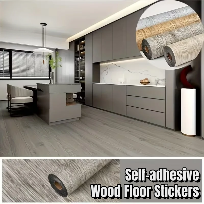 

Retro Wood Grain Self-Adhesive Vinyl Flooring Stickers Peel & Stick Waterproof Wallpaper for Kitchen Bedroom Bathroom Renovation